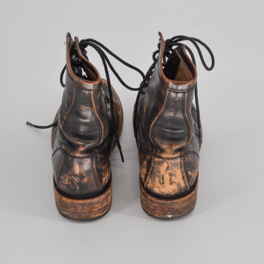 Freebird by Steven Charlie Distressed Leather Combat Boots Lace Up Black Women 8 - Picture 6 of 9